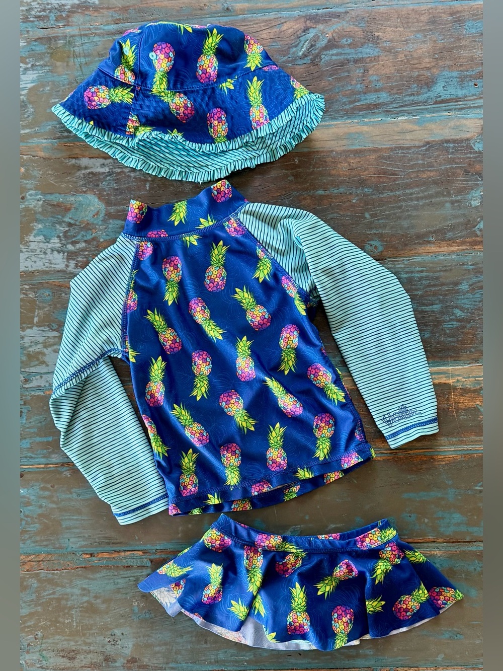 Kids Pineapple Rash Guard 3 Piece Set - 5T UV SKZiNZ